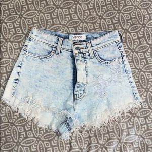 Distressed High-waisted Shorts